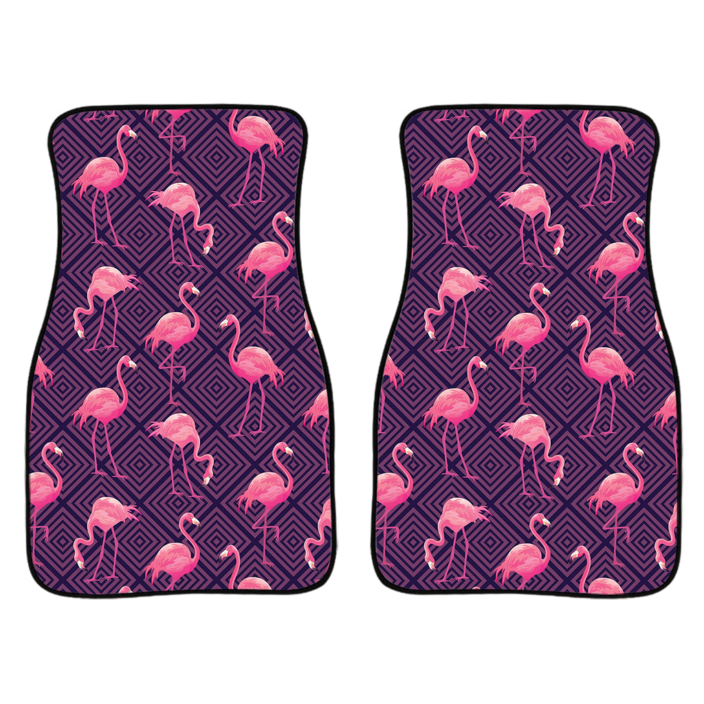 Purple Geometric Flamingo Pattern Print Front Car Floor Mats