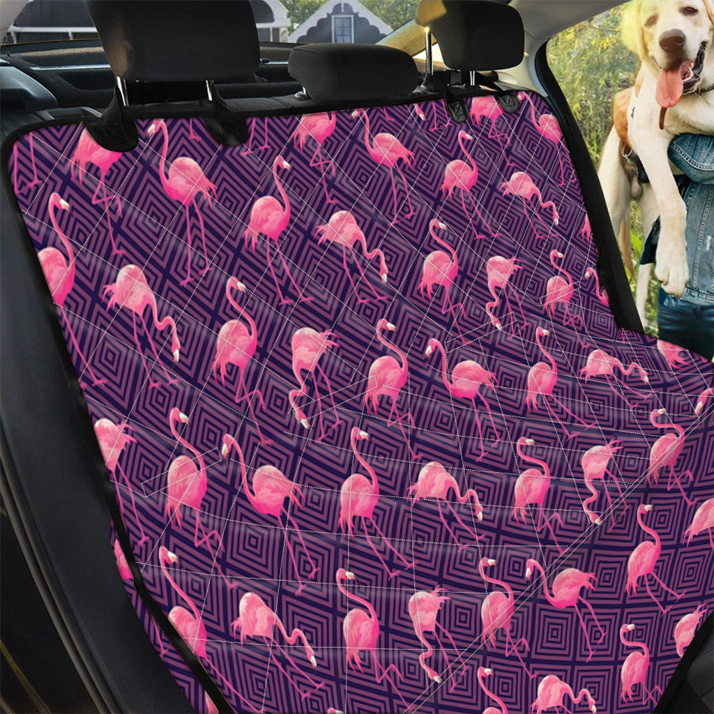 Purple Geometric Flamingo Pattern Print Pet Car Back Seat Cover