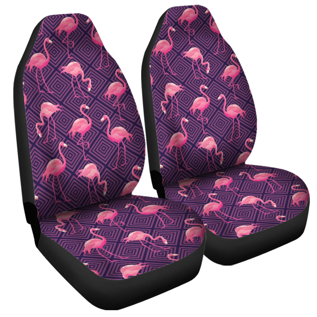 Purple Geometric Flamingo Pattern Print Universal Fit Car Seat Covers