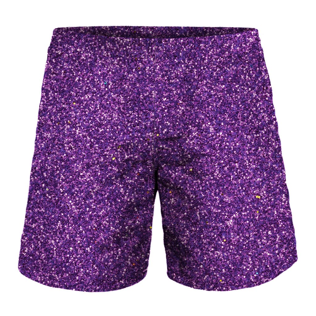 Purple Glitter Texture Print Men's Shorts