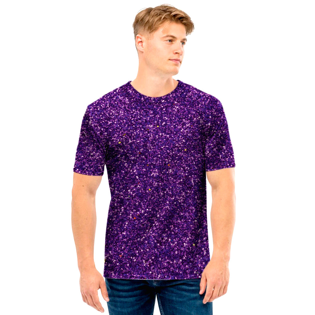 Purple Glitter Texture Print Men's T-Shirt