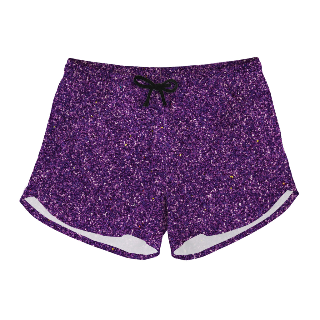 Purple Glitter Texture Print Women's Shorts