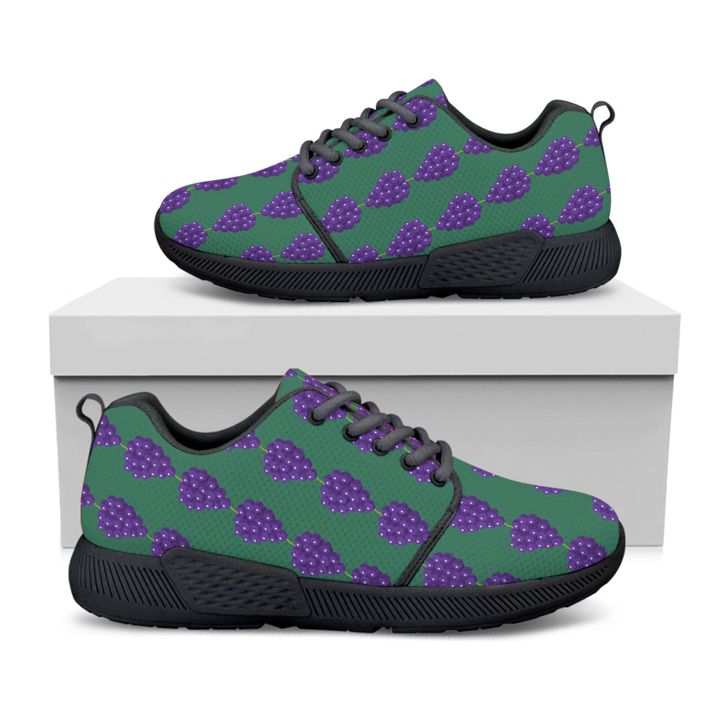 Purple Grape Pattern Print Black Athletic Shoes