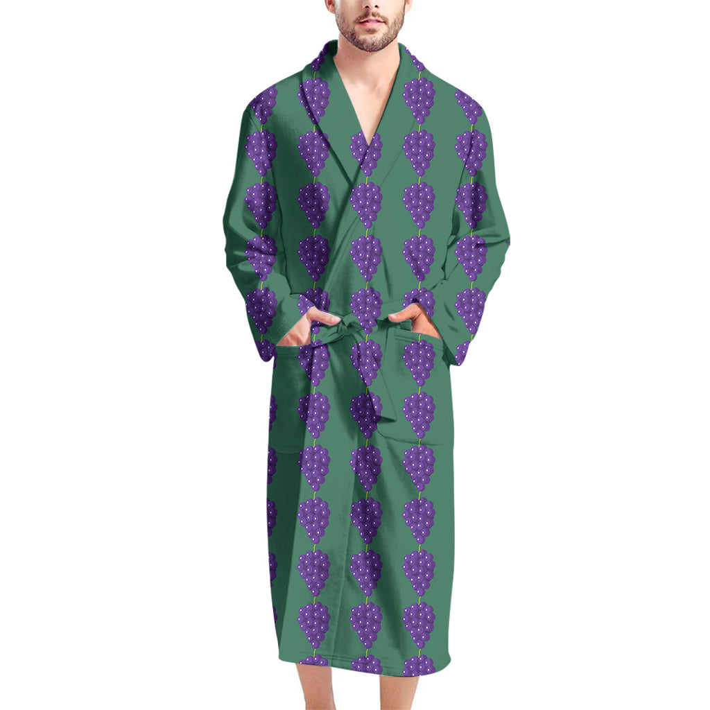 Purple Grape Pattern Print Men's Bathrobe