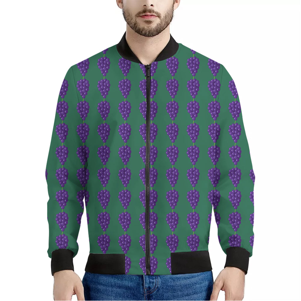 Purple Grape Pattern Print Men's Bomber Jacket