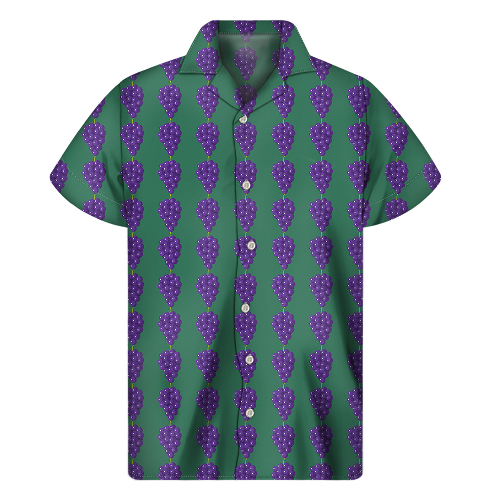 Purple Grape Pattern Print Men's Short Sleeve Shirt