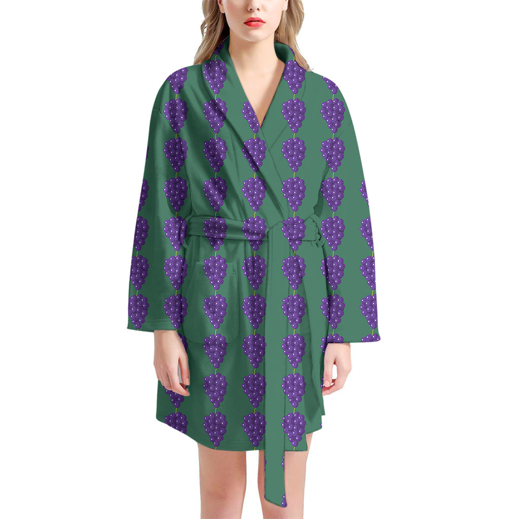 Purple Grape Pattern Print Women's Bathrobe