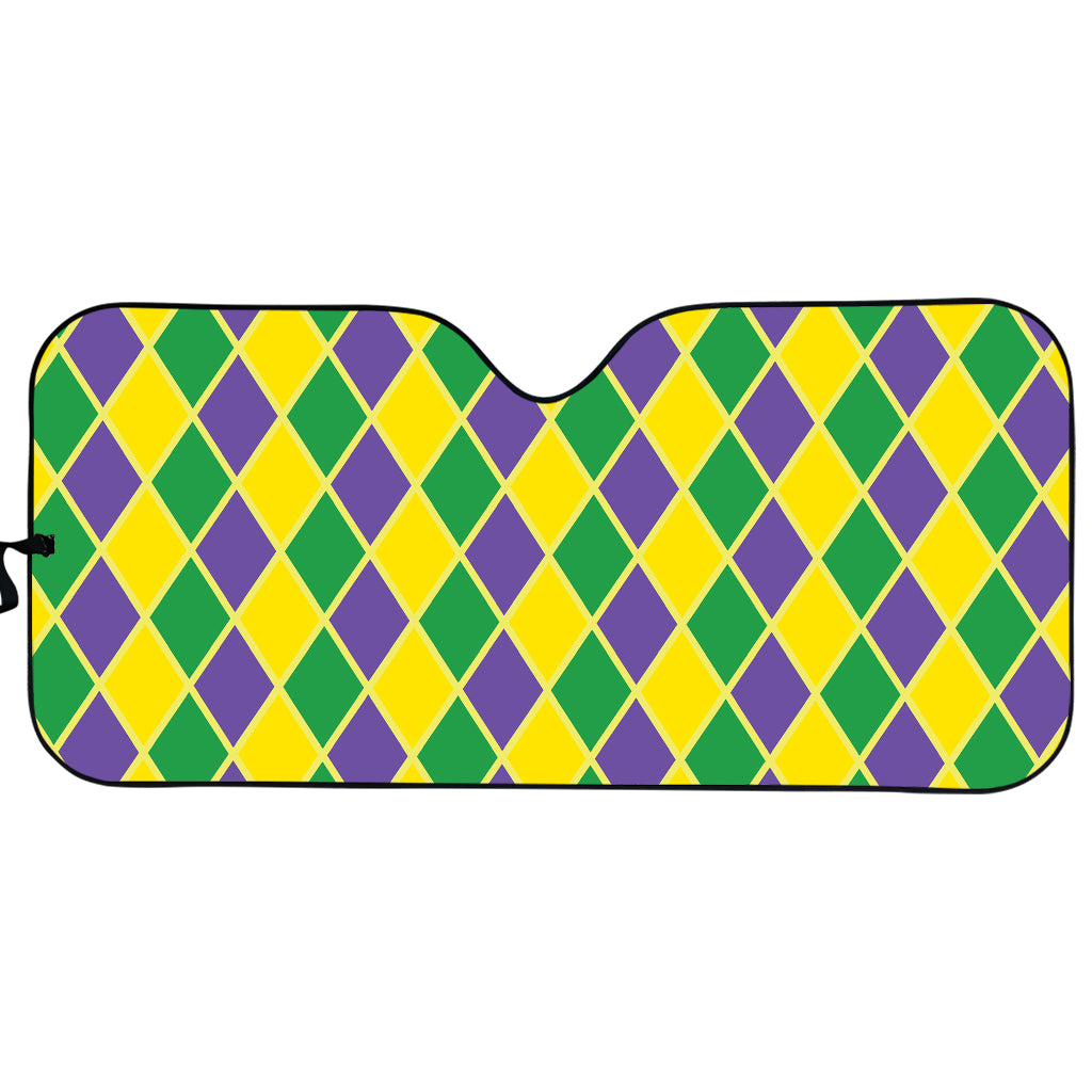 Purple Green And Yellow Mardi Gras Print Car Sun Shade