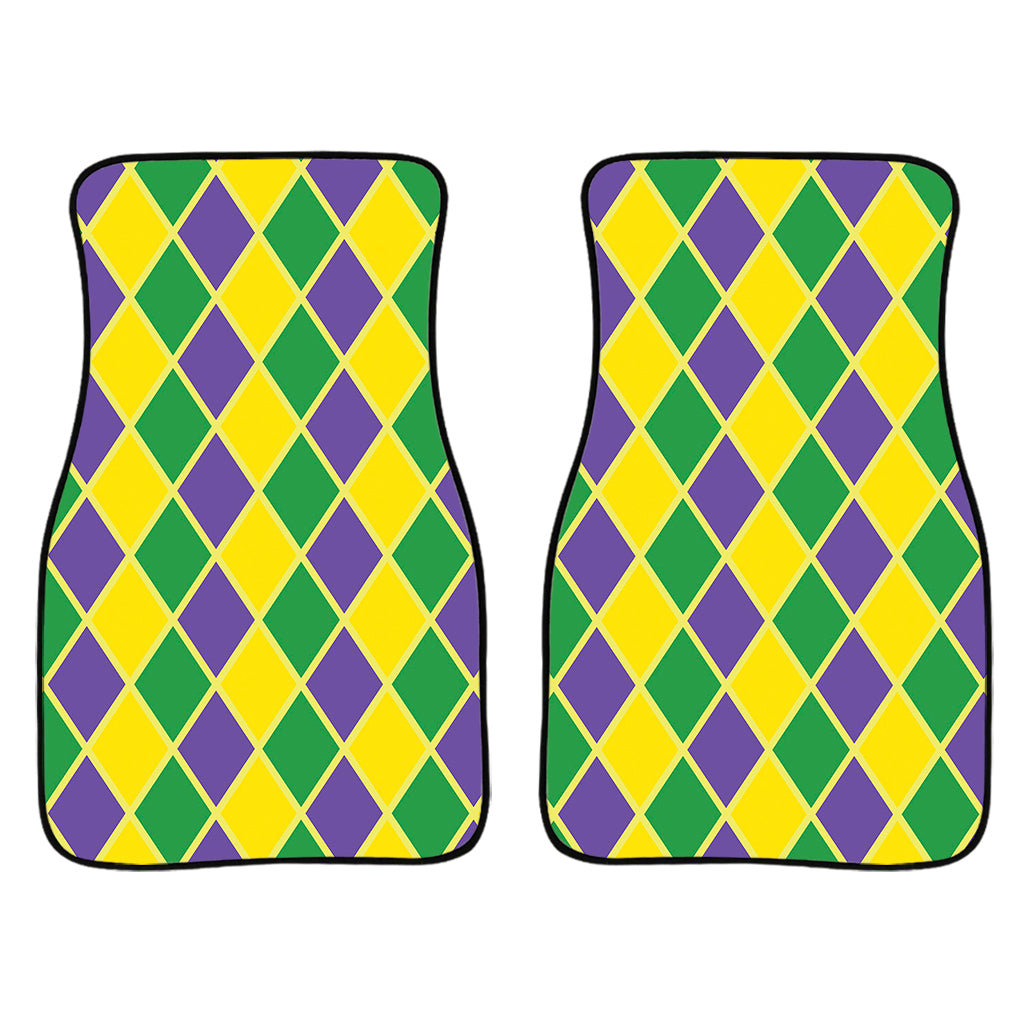 Purple Green And Yellow Mardi Gras Print Front Car Floor Mats