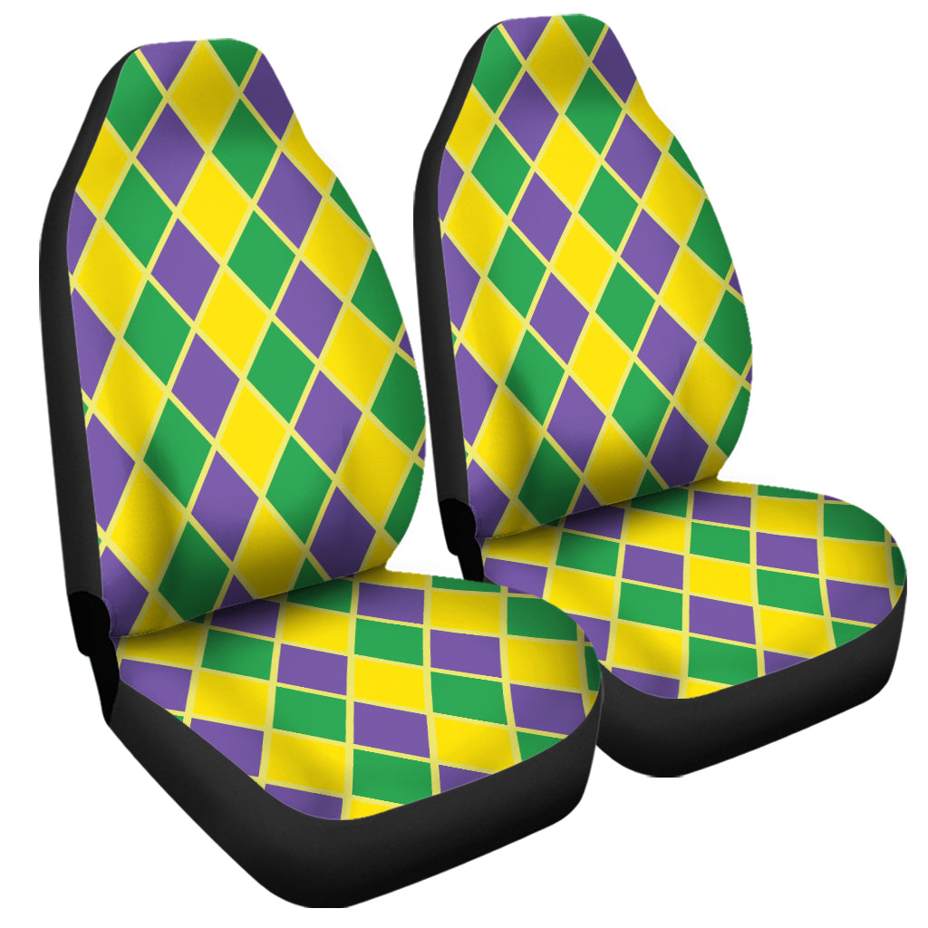 Purple Green And Yellow Mardi Gras Print Universal Fit Car Seat Covers