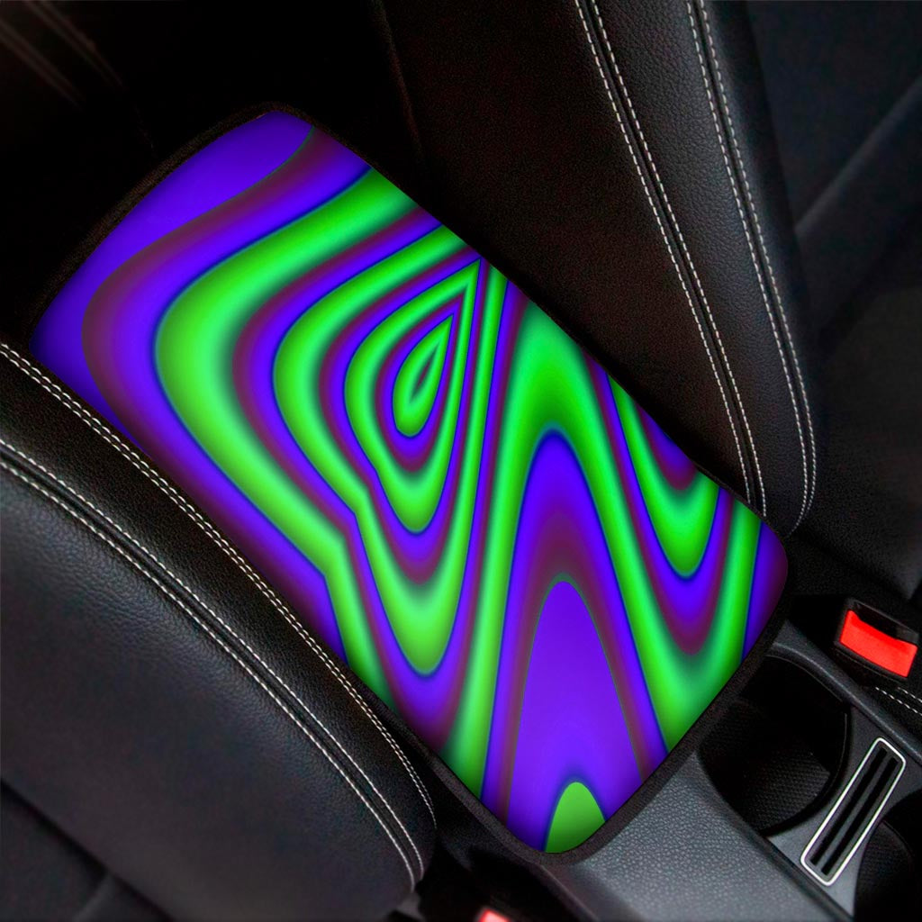 Purple Green Psychedelic Trippy Print Car Center Console Cover