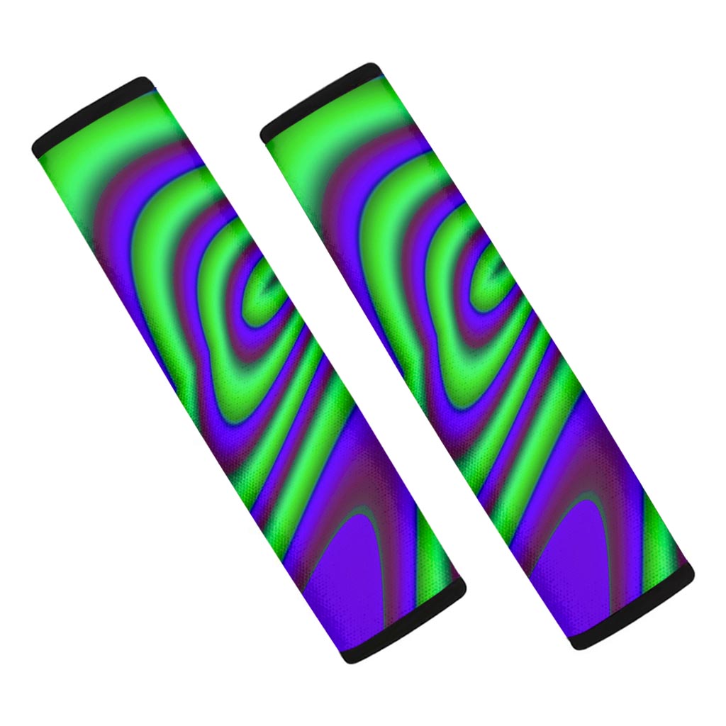 Purple Green Psychedelic Trippy Print Car Seat Belt Covers