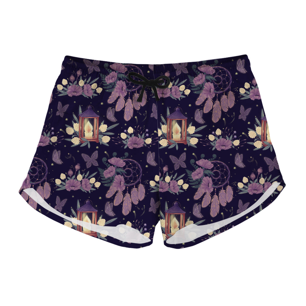 Purple Indian Dream Catcher Print Women's Shorts