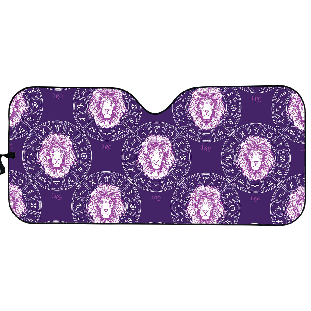 Purple Leo Zodiac Pattern Print Car Sun Shade