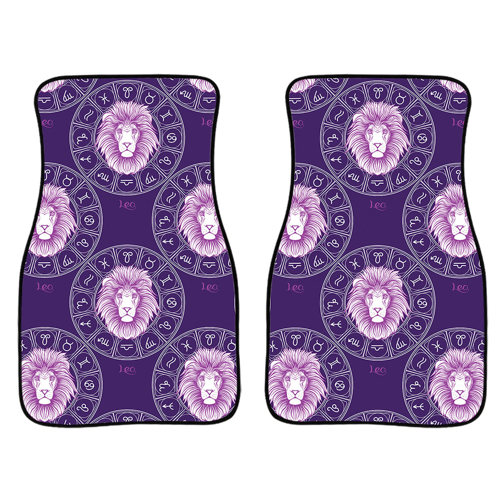 Purple Leo Zodiac Pattern Print Front Car Floor Mats