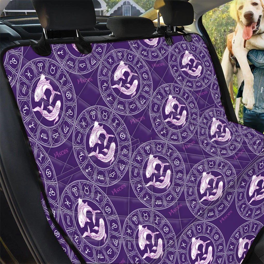 Purple Pisces Zodiac Pattern Print Pet Car Back Seat Cover