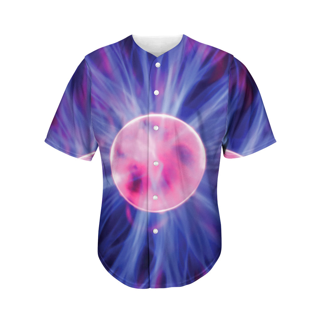 Purple Plasma Ball Print Men's Baseball Jersey