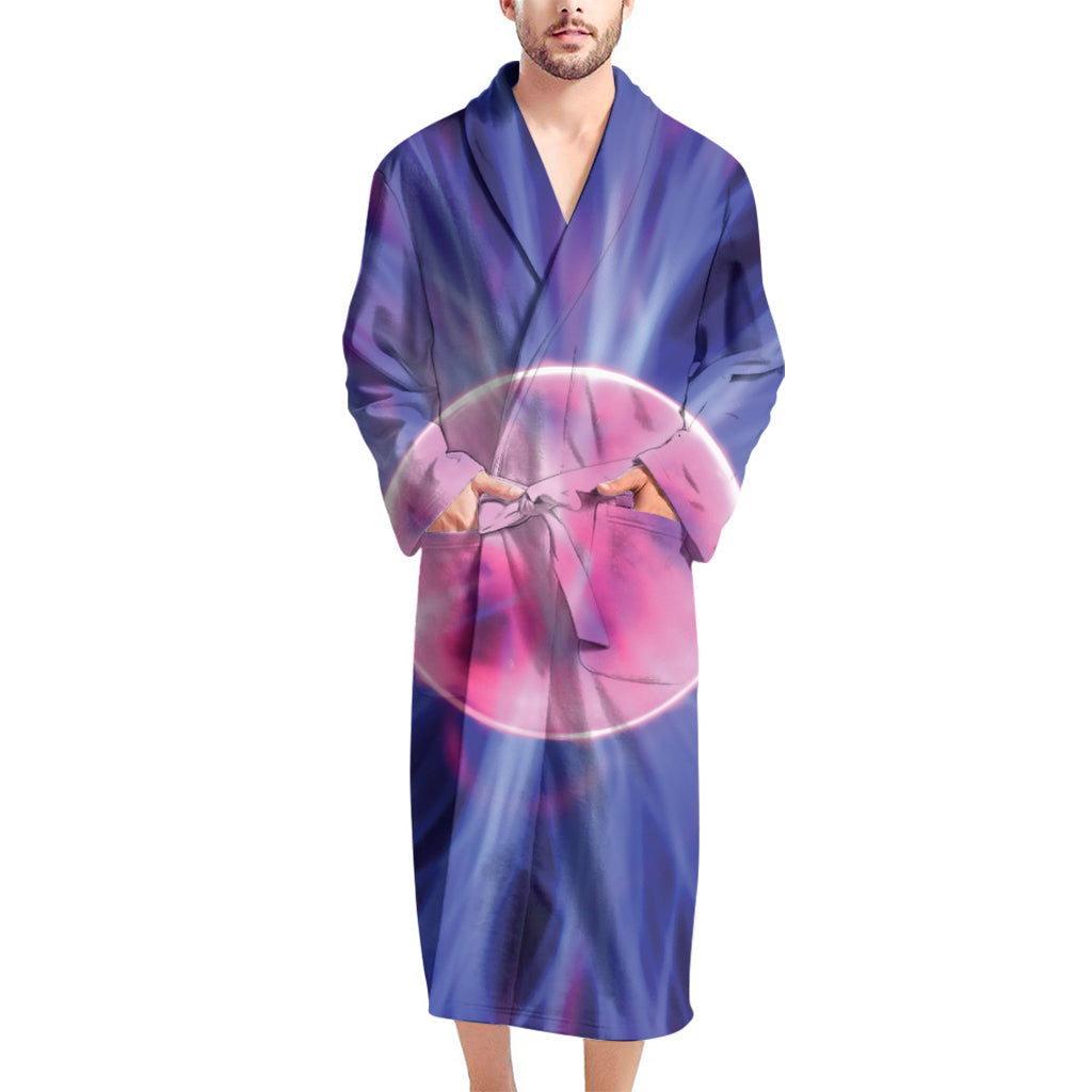 Purple Plasma Ball Print Men's Bathrobe