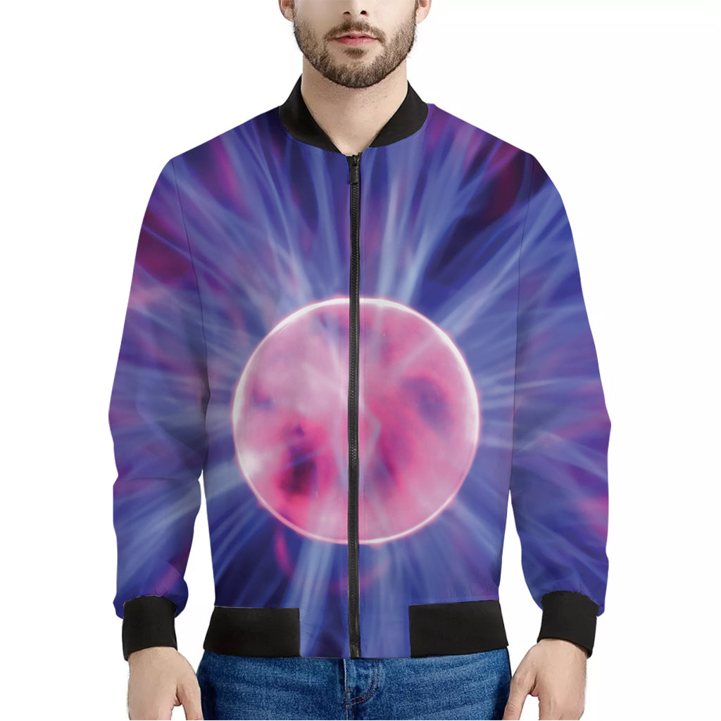 Purple Plasma Ball Print Men's Bomber Jacket