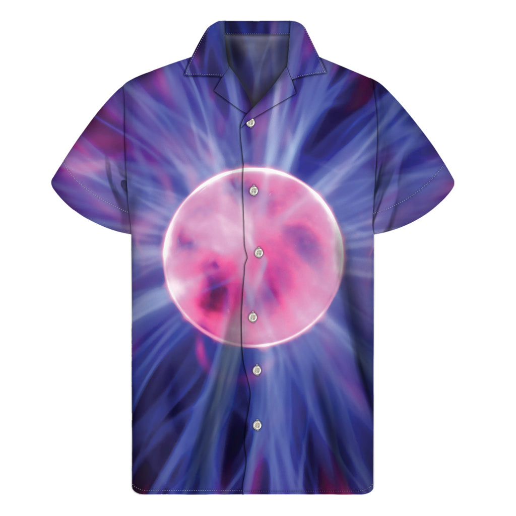 Purple Plasma Ball Print Men's Short Sleeve Shirt
