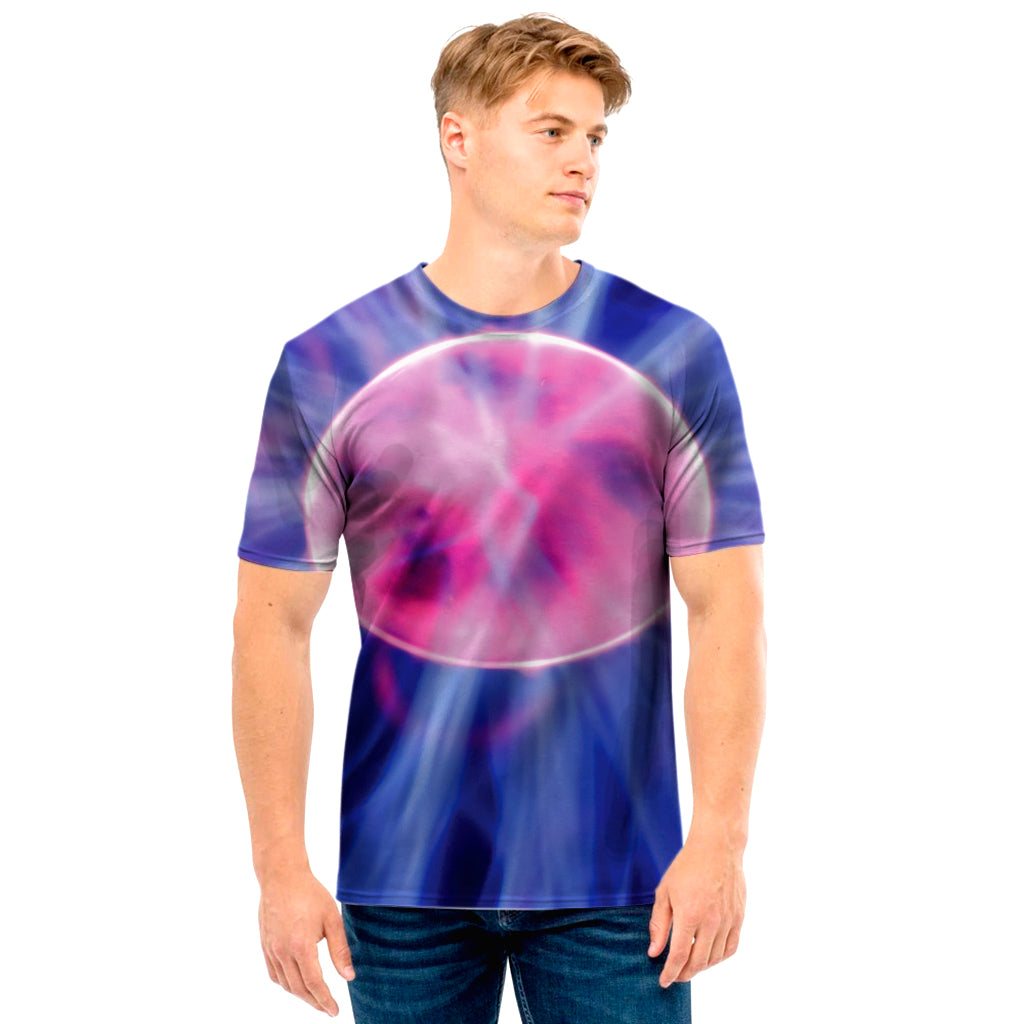 Purple Plasma Ball Print Men's T-Shirt