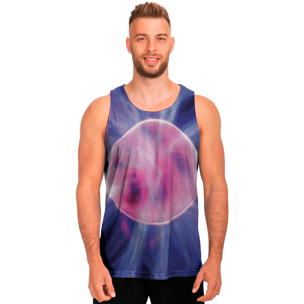 Purple Plasma Ball Print Men's Tank Top