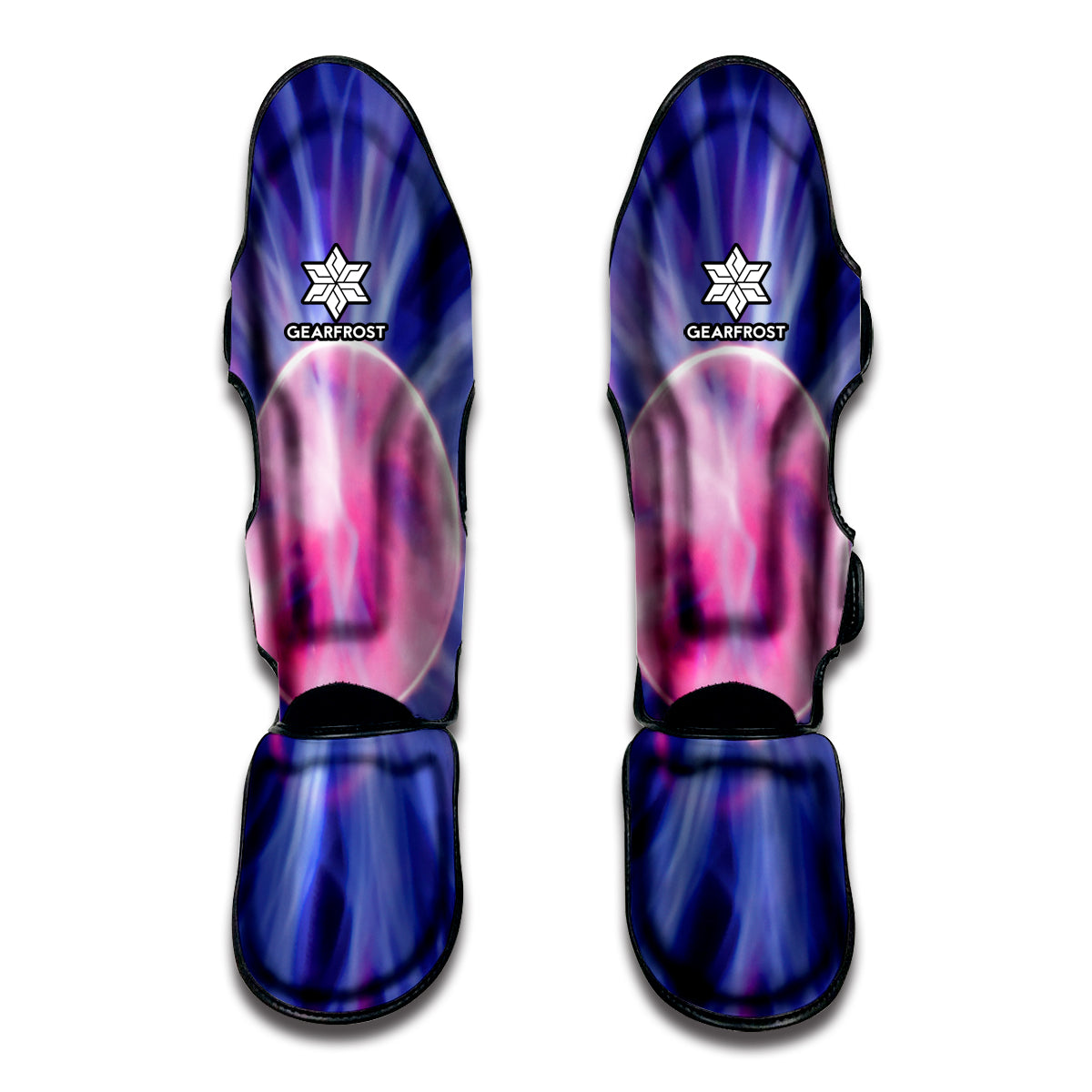 Purple Plasma Ball Print Muay Thai Shin Guards