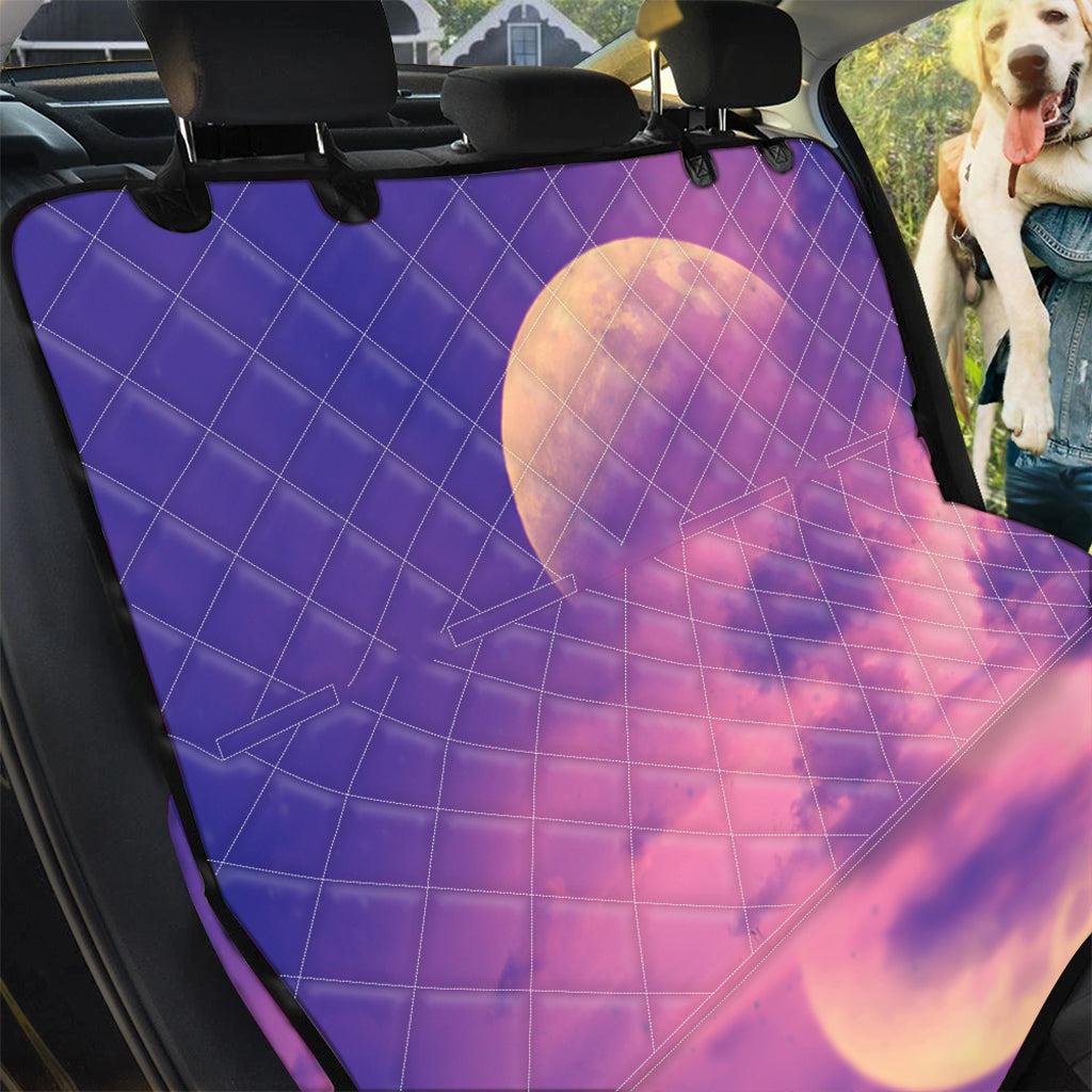 Purple Sky And Full Moon Print Pet Car Back Seat Cover