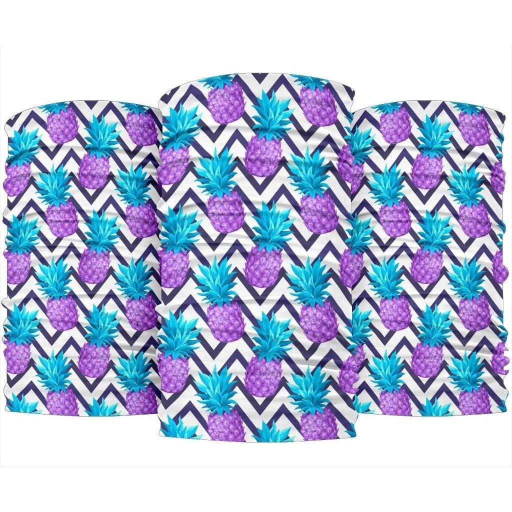 Purple Zig Zag Pineapple Pattern Print 3-Pack Bandanas