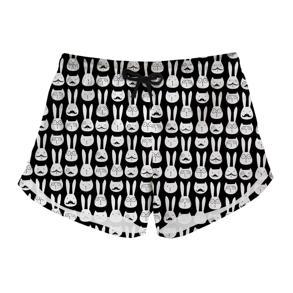 Rabbit And Cat Pattern Print Women's Shorts