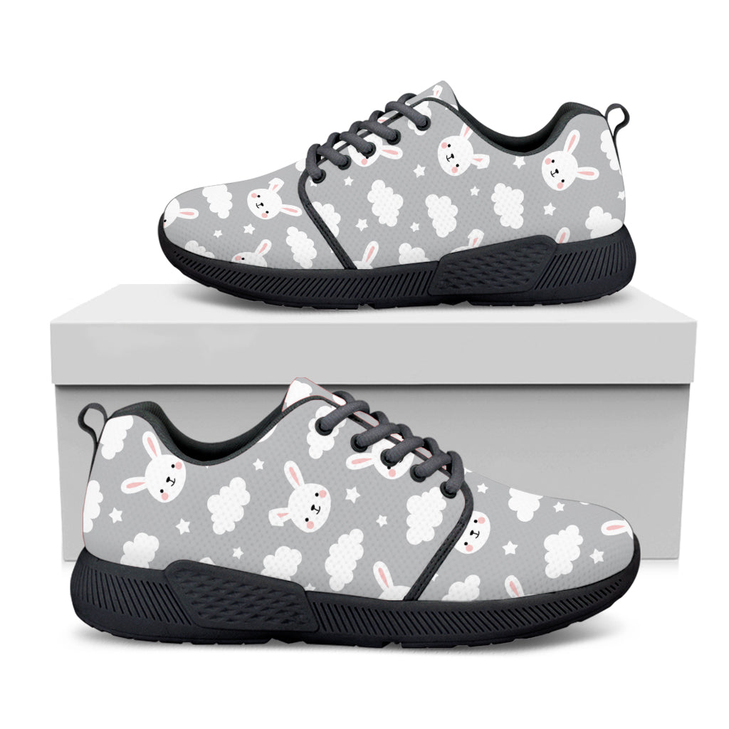 Rabbit And Cloud Pattern Print Black Athletic Shoes