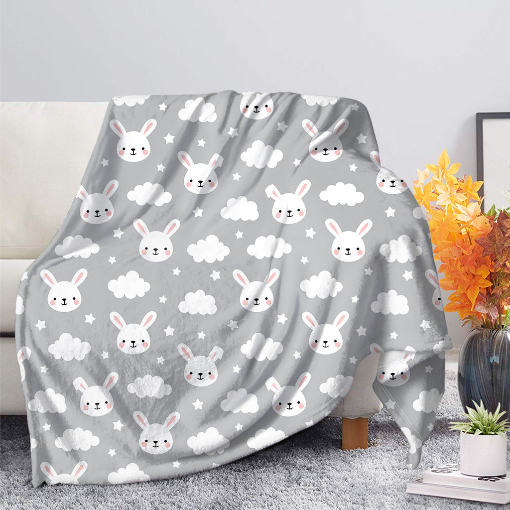 Rabbit And Cloud Pattern Print Blanket