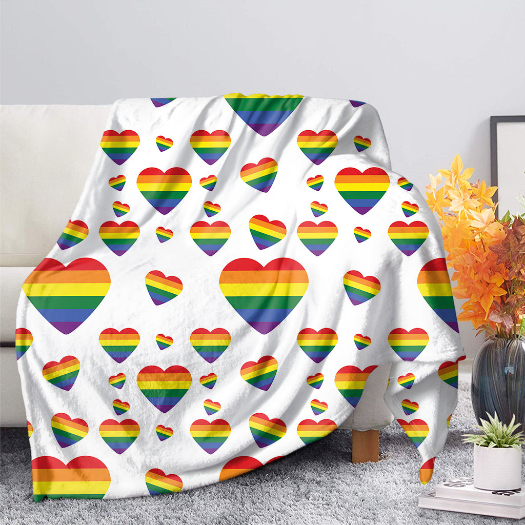 Rainbow LGBT Heart Pattern Print Blanket