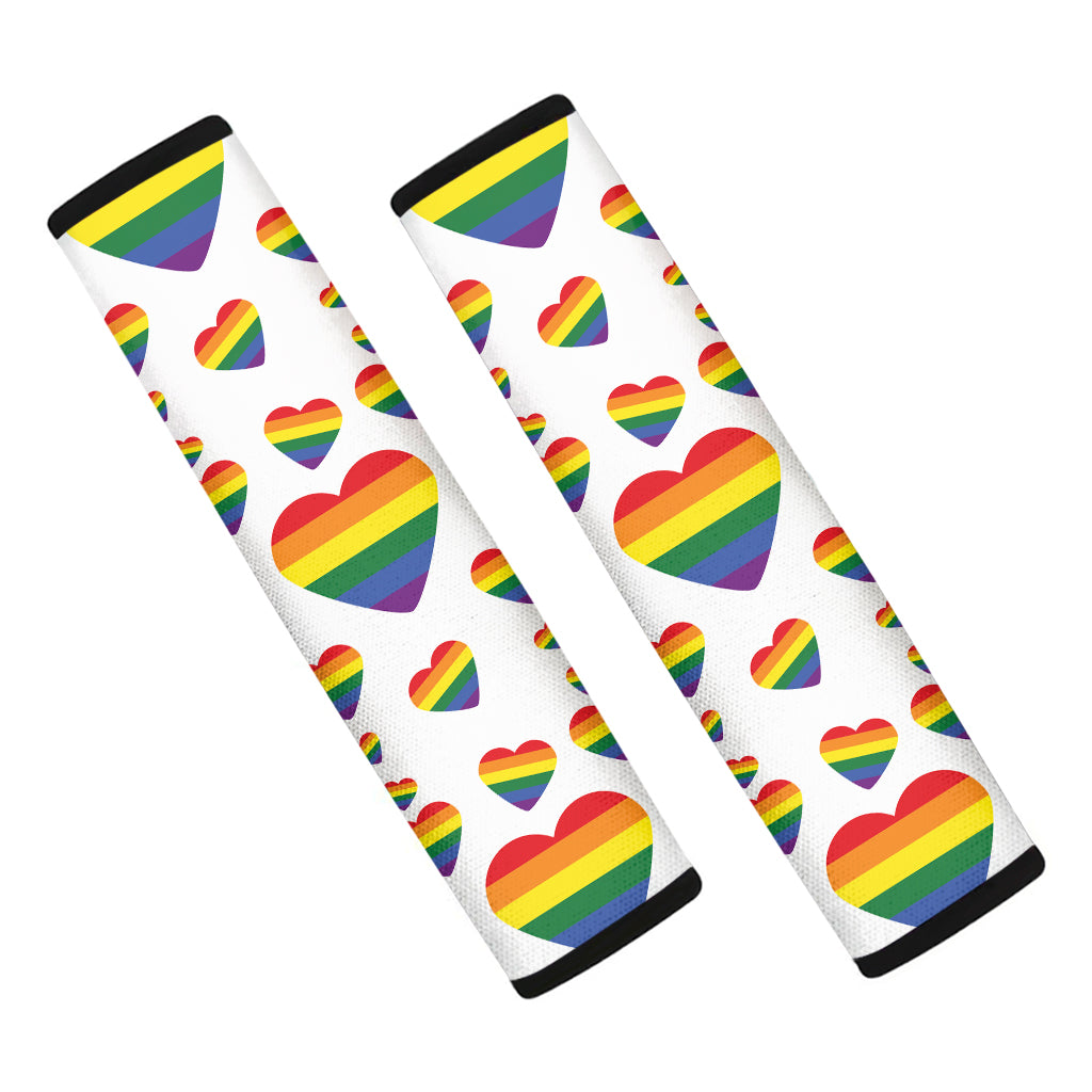 Rainbow LGBT Heart Pattern Print Car Seat Belt Covers