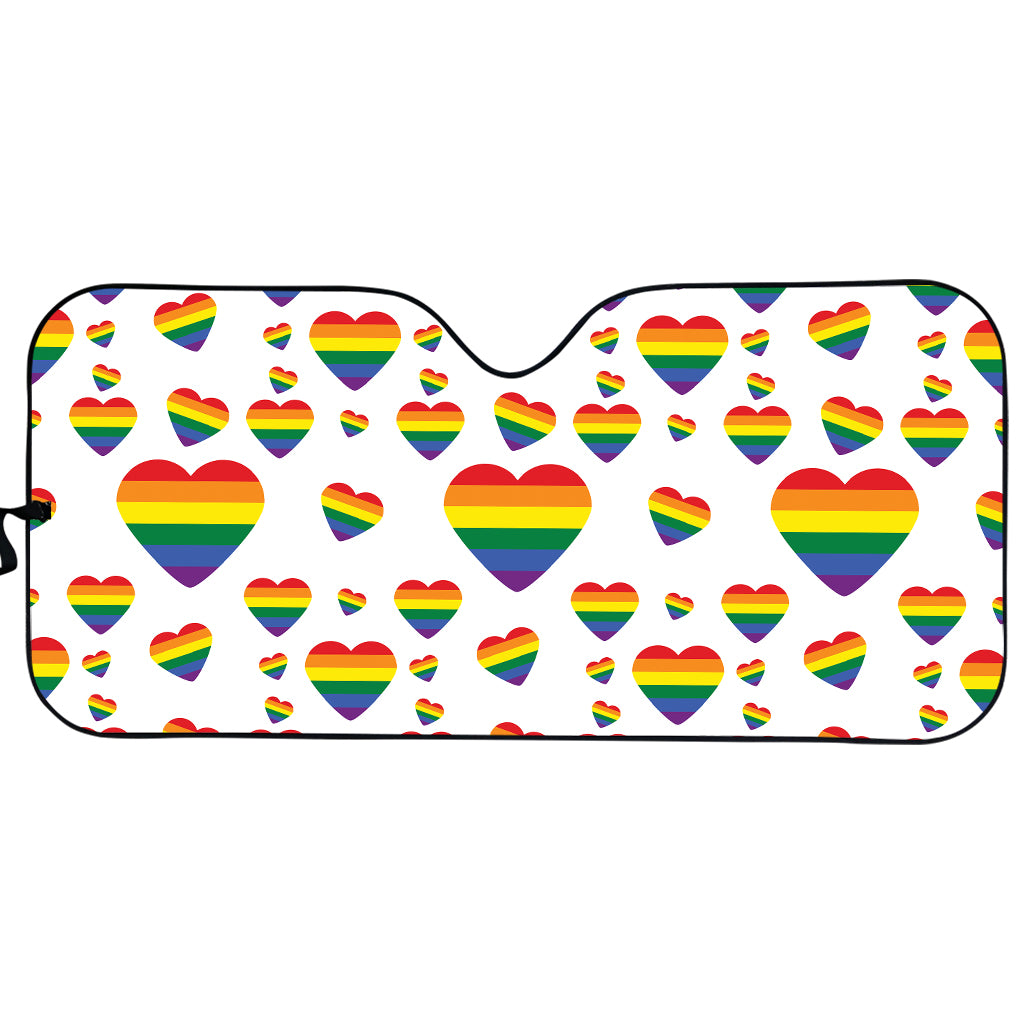 Rainbow LGBT Heart Pattern Print Car Sun Shade