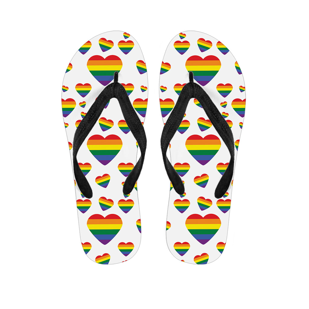 Rainbow LGBT Heart Pattern Print Flip Flops