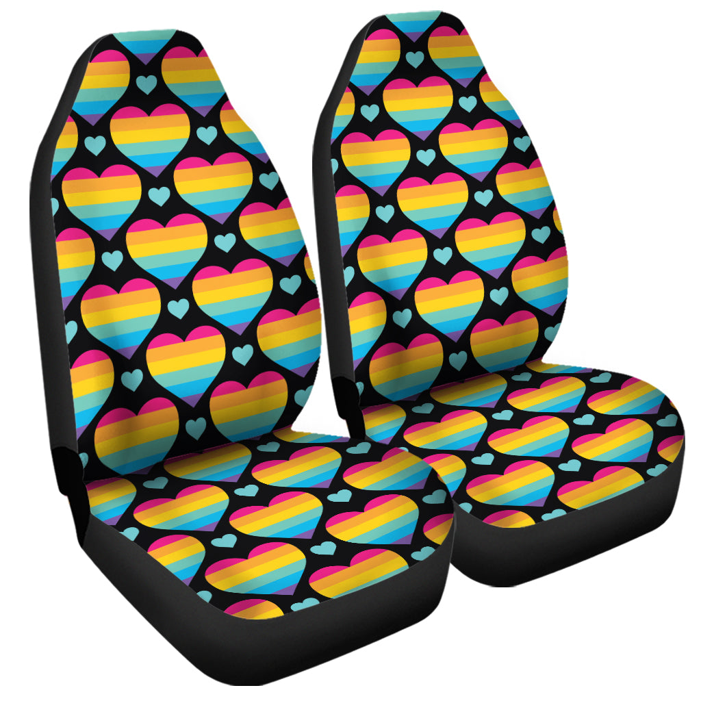 Rainbow LGBT Pride Heart Pattern Print Universal Fit Car Seat Covers