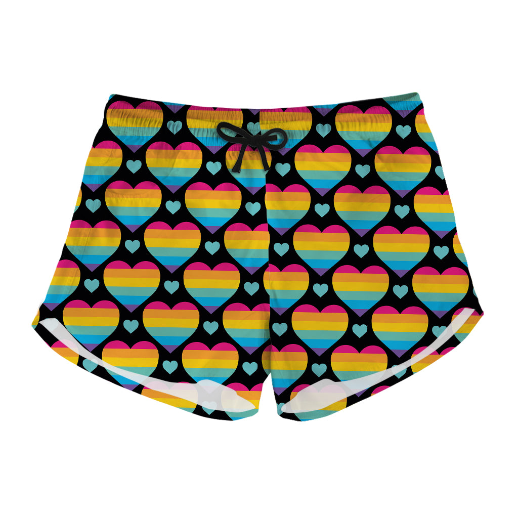 Rainbow LGBT Pride Heart Pattern Print Women's Shorts