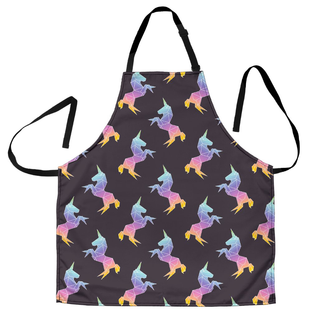 Rainbow Origami Unicorn Pattern Print Men's Apron