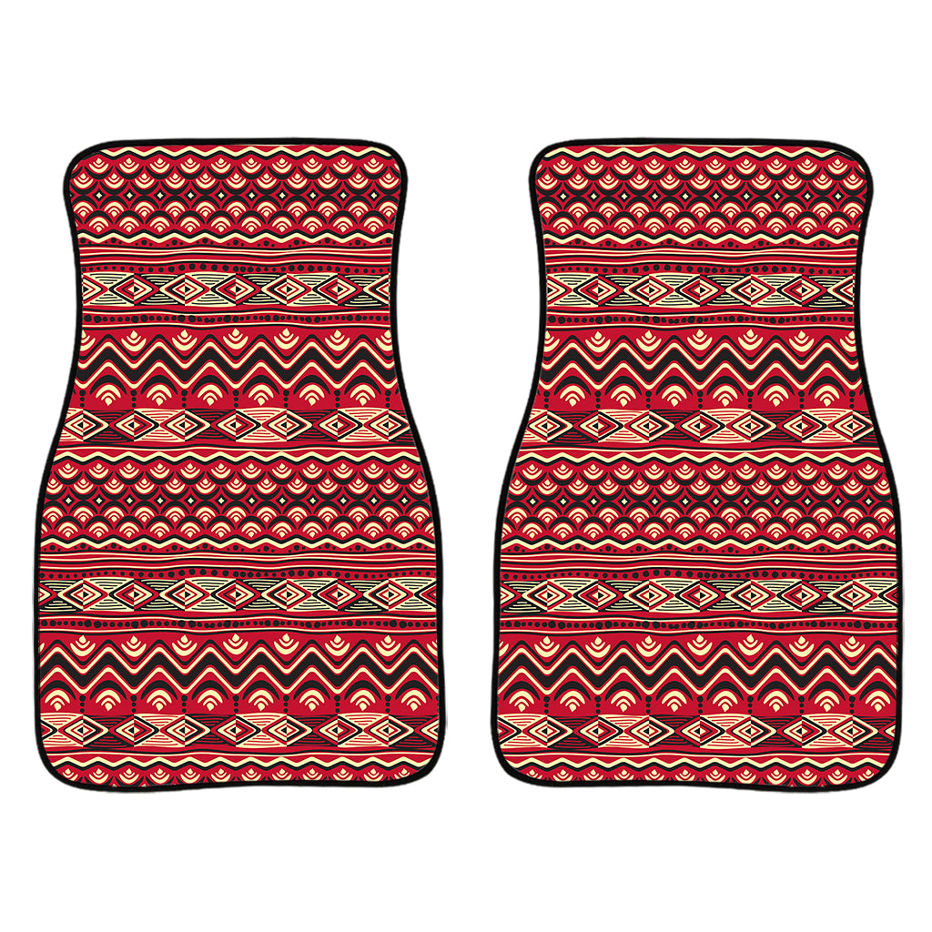 Red African Tribal Pattern Print Front Car Floor Mats