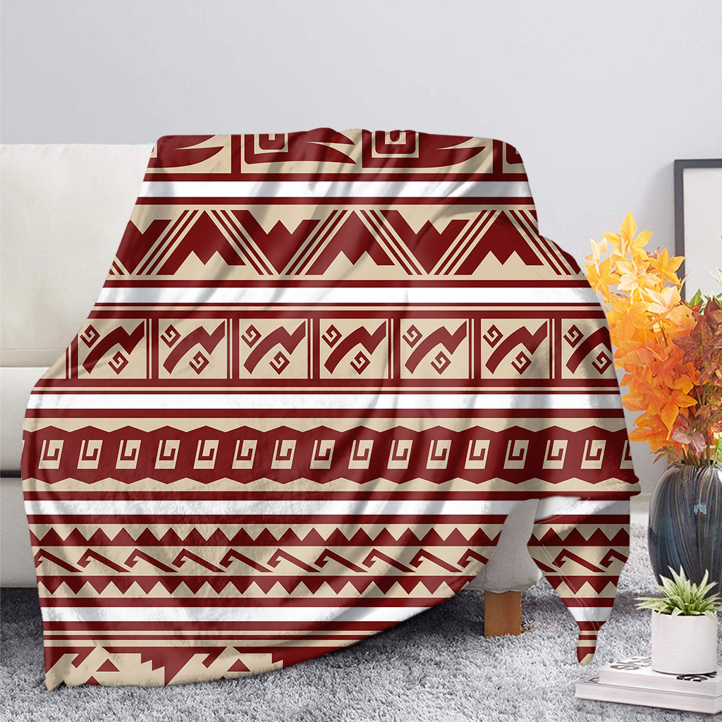 Red And Beige Southwestern Pattern Print Blanket