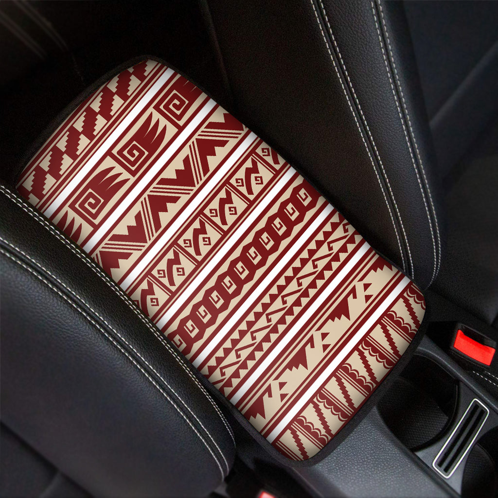 Red And Beige Southwestern Pattern Print Car Center Console Cover