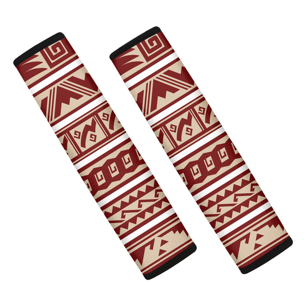 Red And Beige Southwestern Pattern Print Car Seat Belt Covers