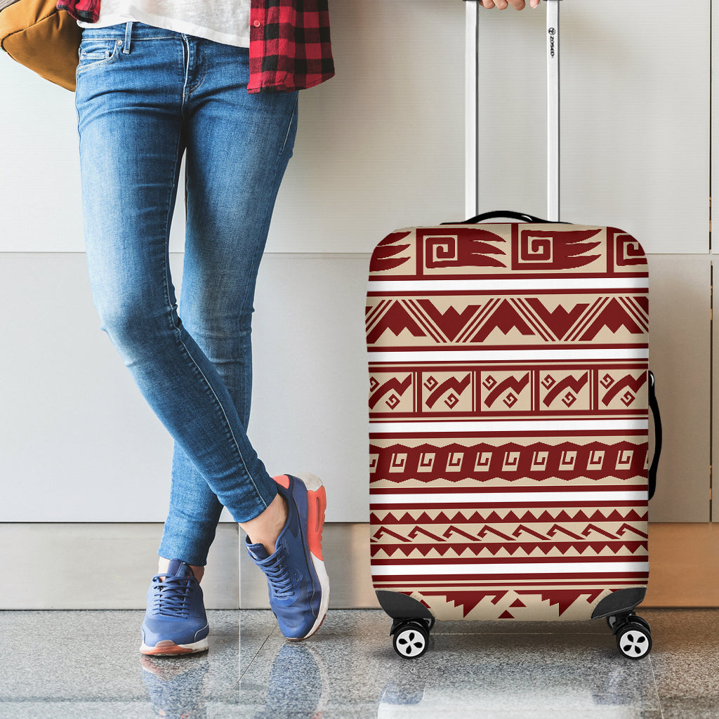 Red And Beige Southwestern Pattern Print Luggage Cover