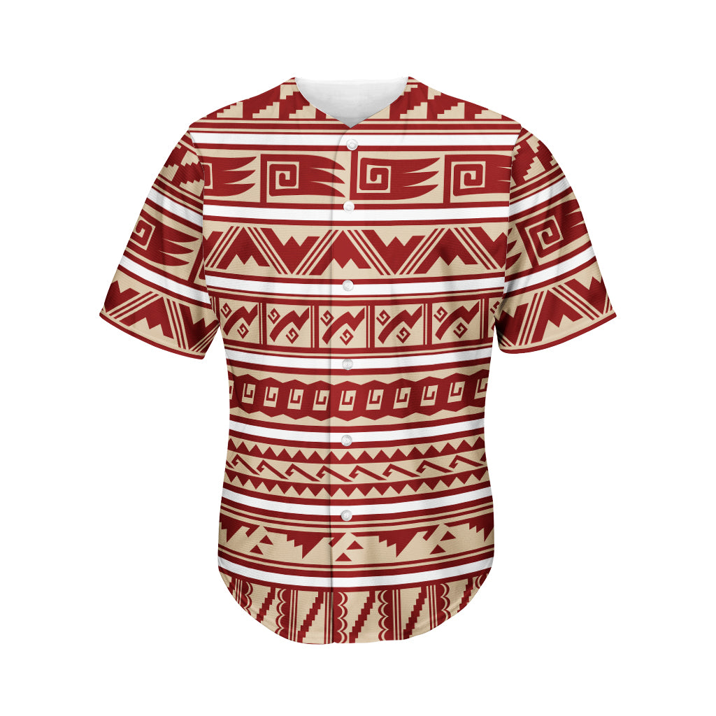 Red And Beige Southwestern Pattern Print Men's Baseball Jersey