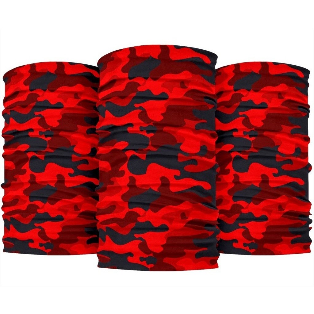 Red And Black Camouflage Print 3-Pack Bandanas