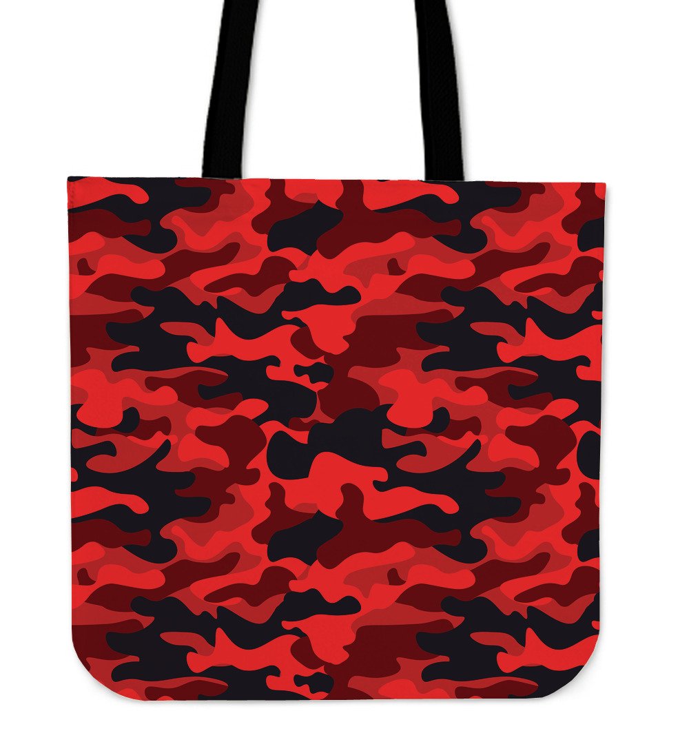 Red And Black Camouflage Print Canvas Tote Bag