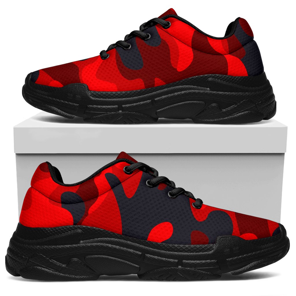 Red And Black Camouflage Print Chunky Sneakers