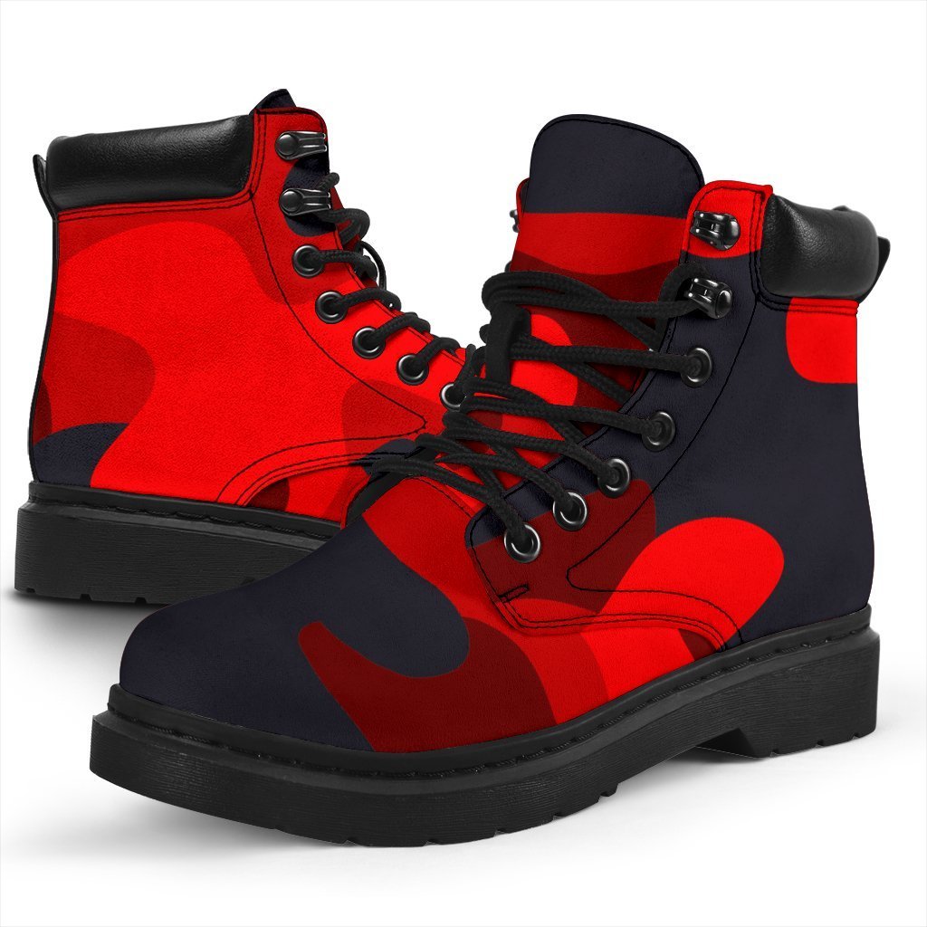 Red And Black Camouflage Print Classic Boots