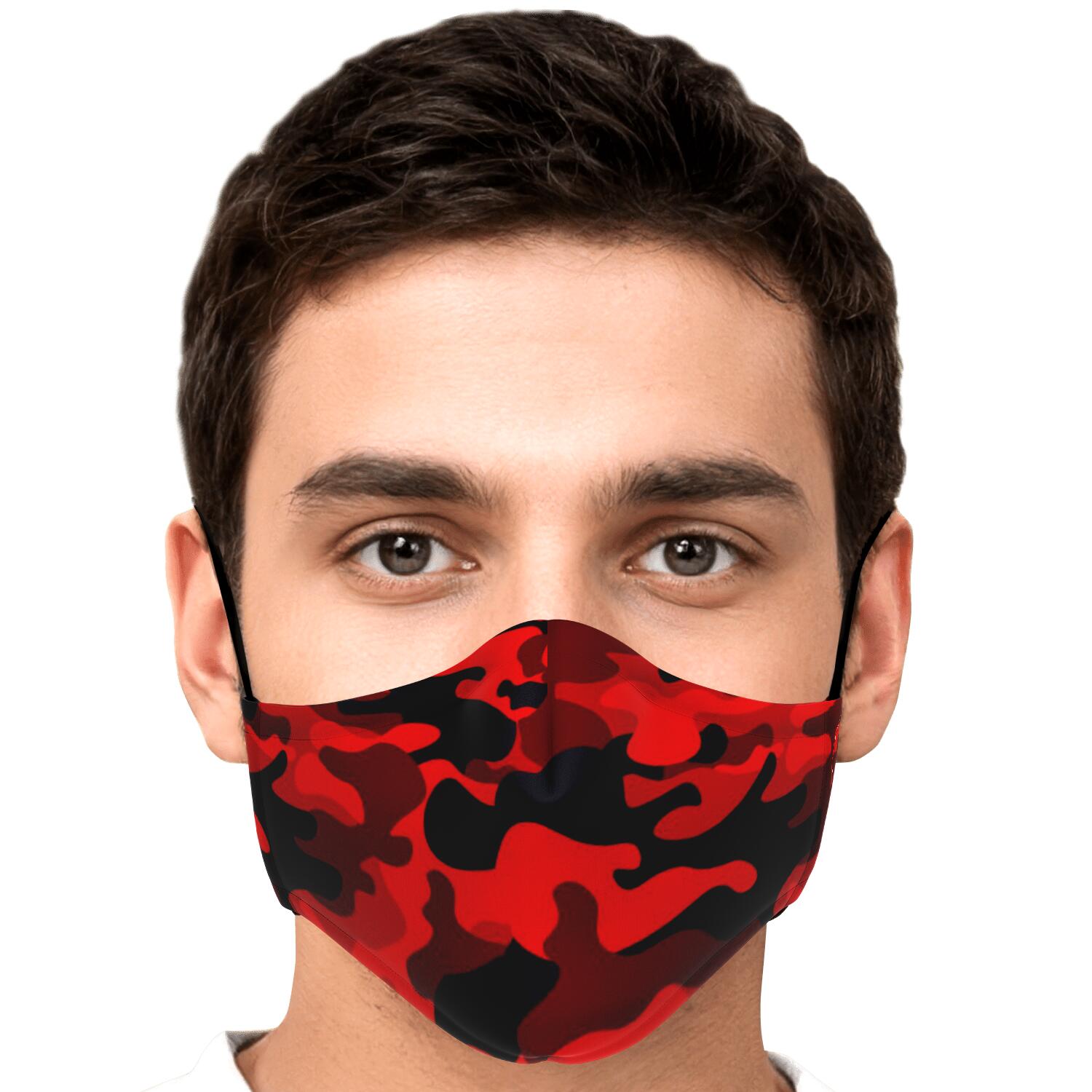 Red And Black Camouflage Print Face Mask
